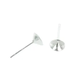 Round Stone Ear Studs in Sterling Silver