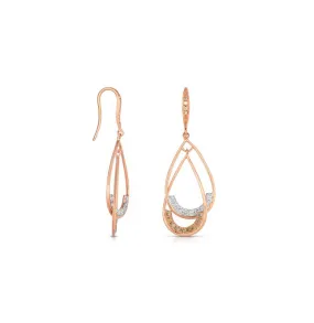 Sabel Collection Mixed Metals Double Teardrop Diamond Dangle Earrings