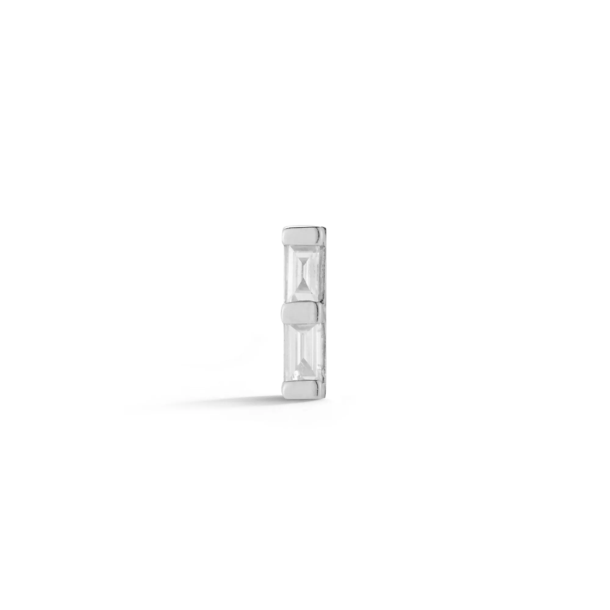 Sadie Pearl Double Baguette Single Stud