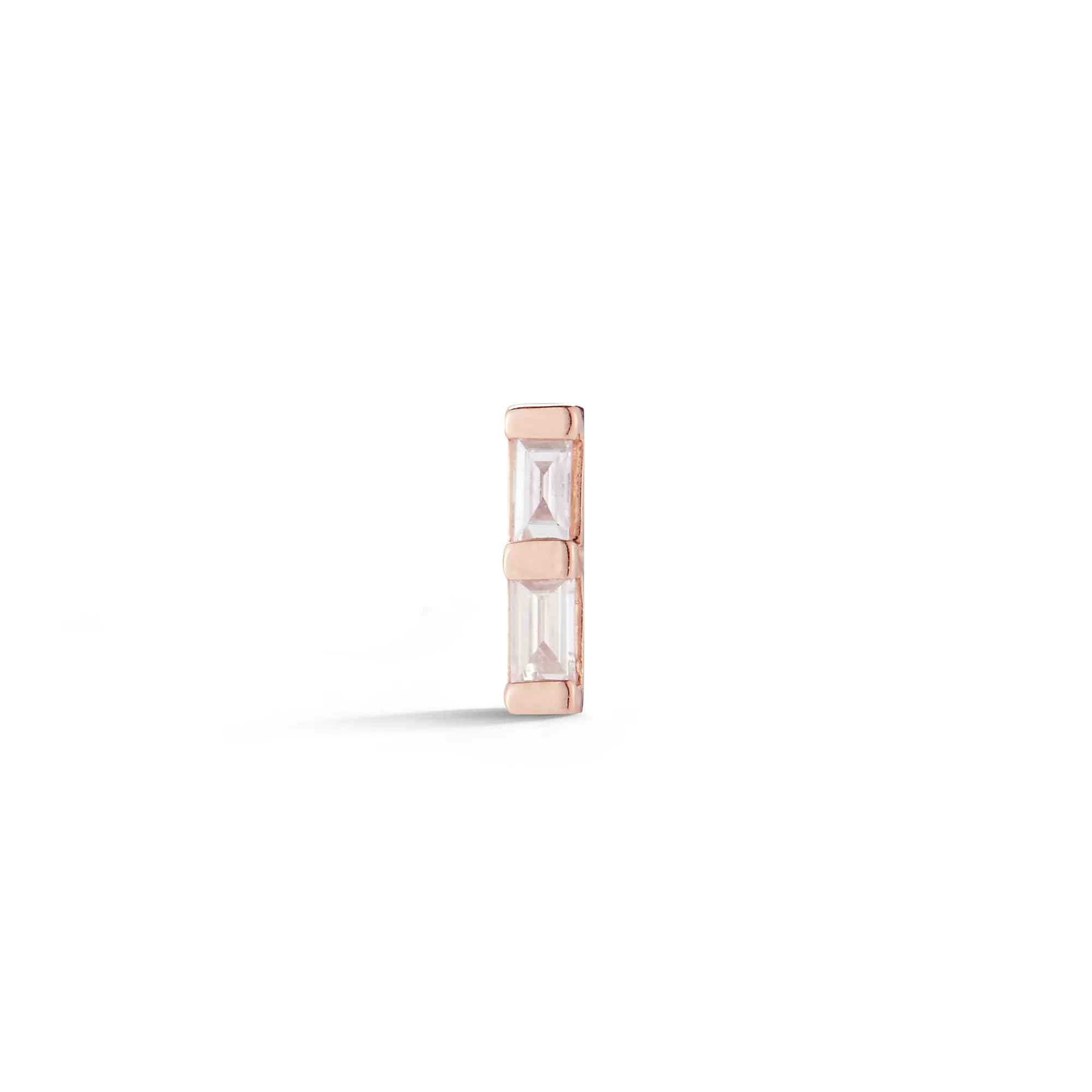 Sadie Pearl Double Baguette Single Stud