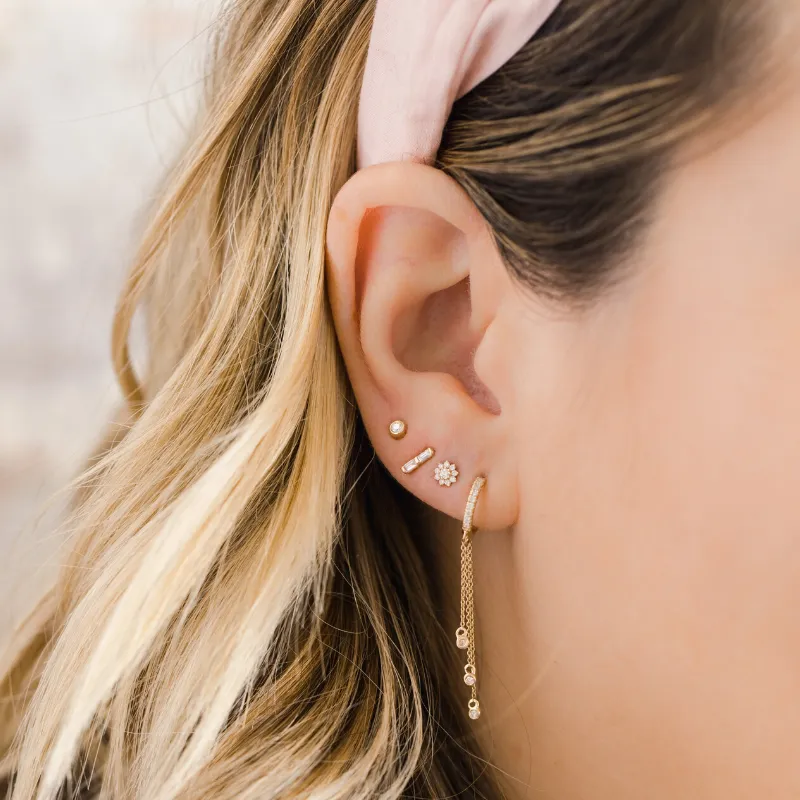 Sadie Pearl Double Baguette Single Stud