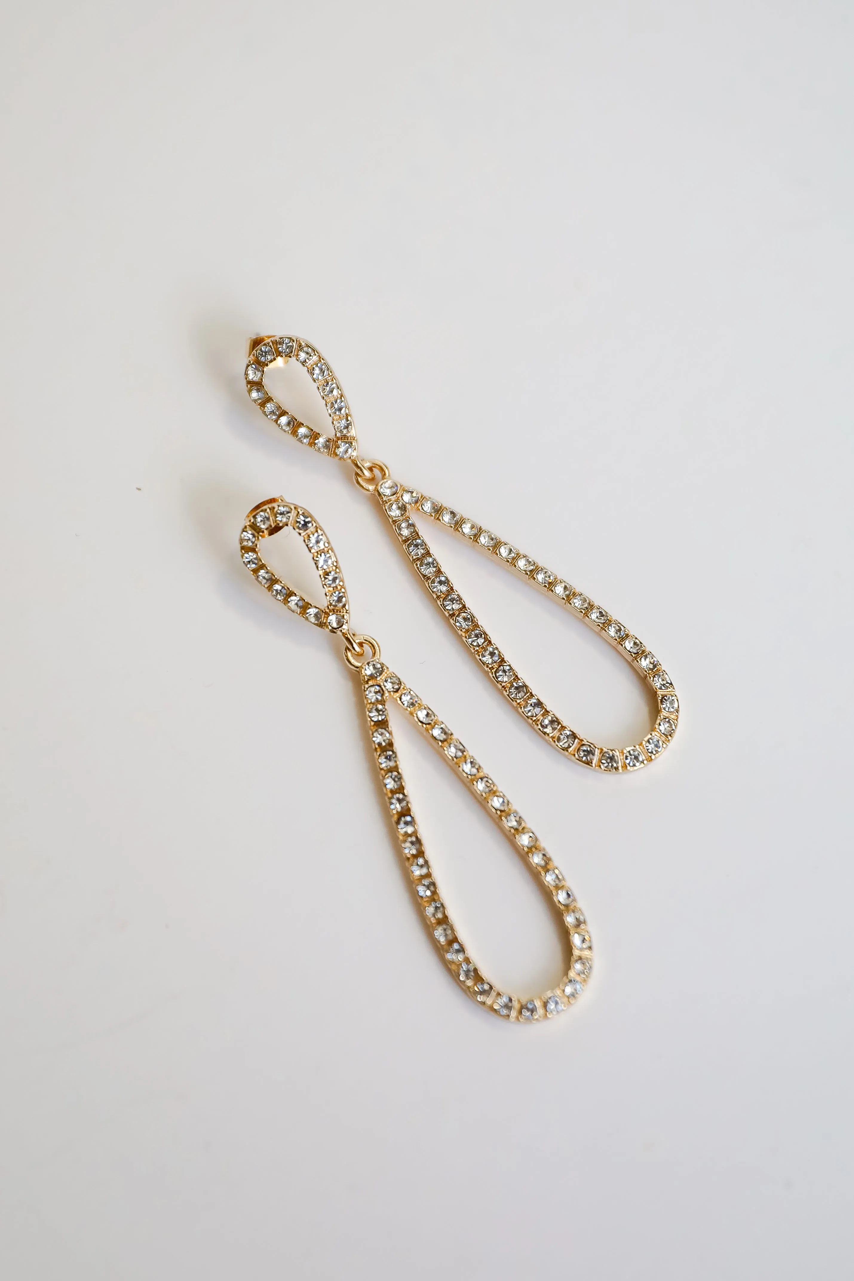 Sami Gold Rhinestone Teardrop Earrings