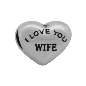 Sexy Sparkles Stainless Steel inch  I Love You Wife inch European Charm Bracelet and Necklace Compatible
