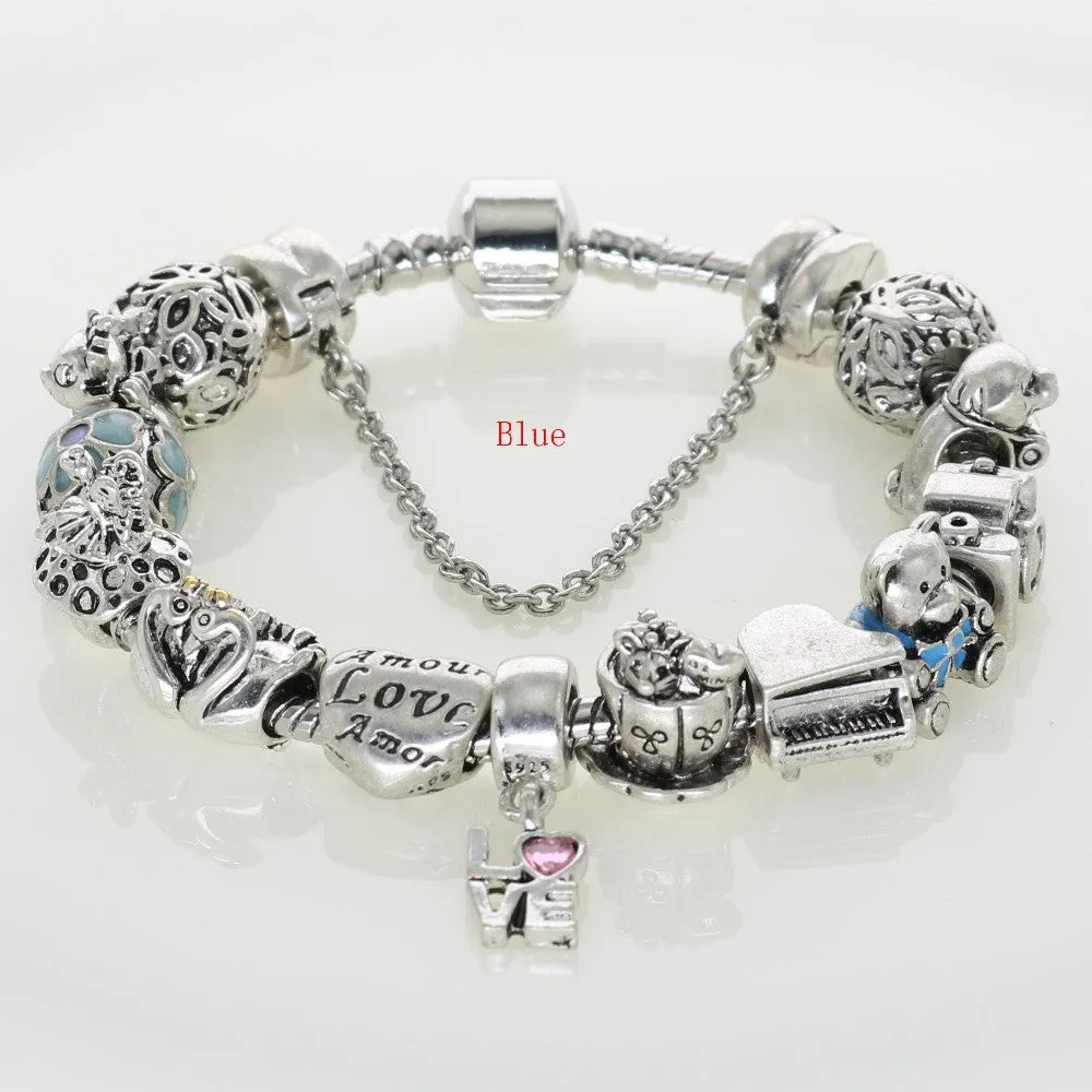 Silver Original Charm Bracelets Official Design Beads For New Year Jewelry Gifts Fit Women's Fashion Charmed Bracelets