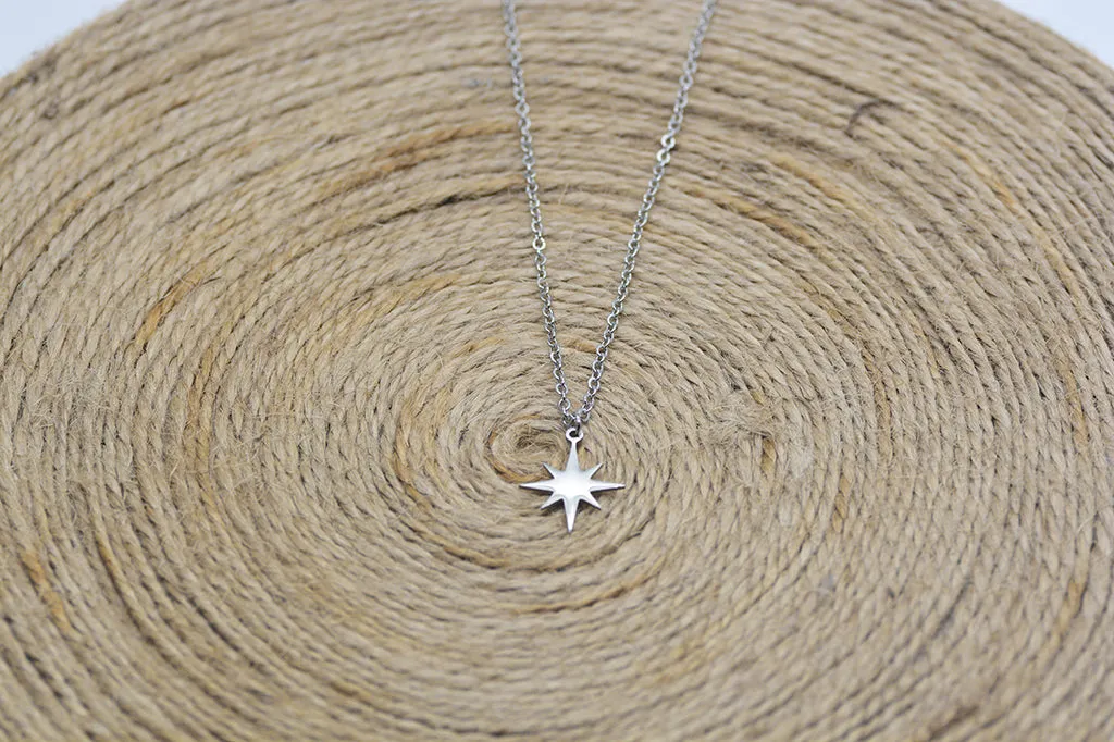 Silver star S/Steel  Pendant & Chain