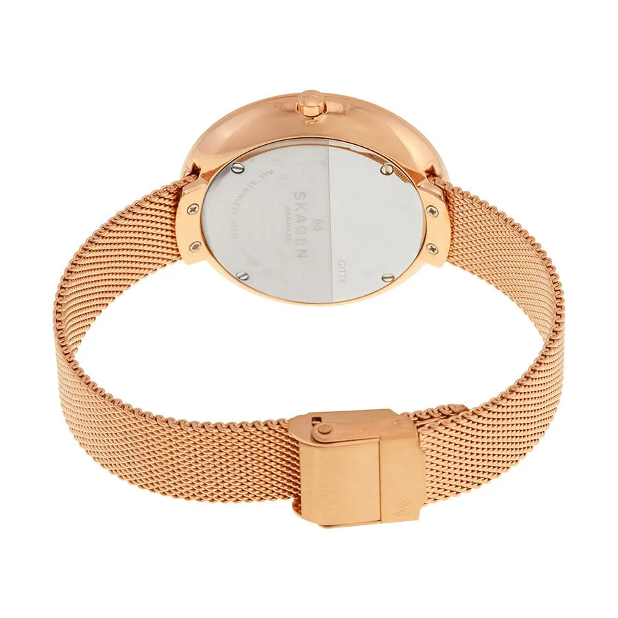 Skagen Gitte Moonphase Black Dial Rose Gold-tone Mesh Ladies Watch SKW2371