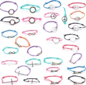 sliding tie charm bracelets by the dozen