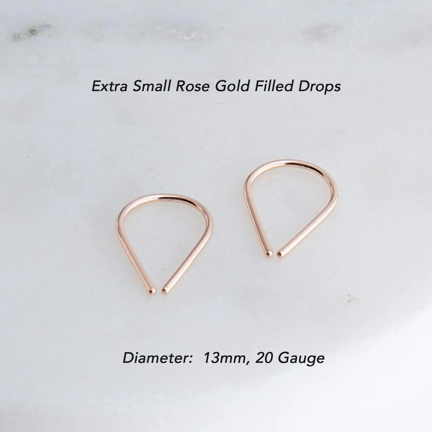 Sol and Venus Effortlessly Chic Thin Teardrop Huggie HoopsRose Gold Filled Earrings