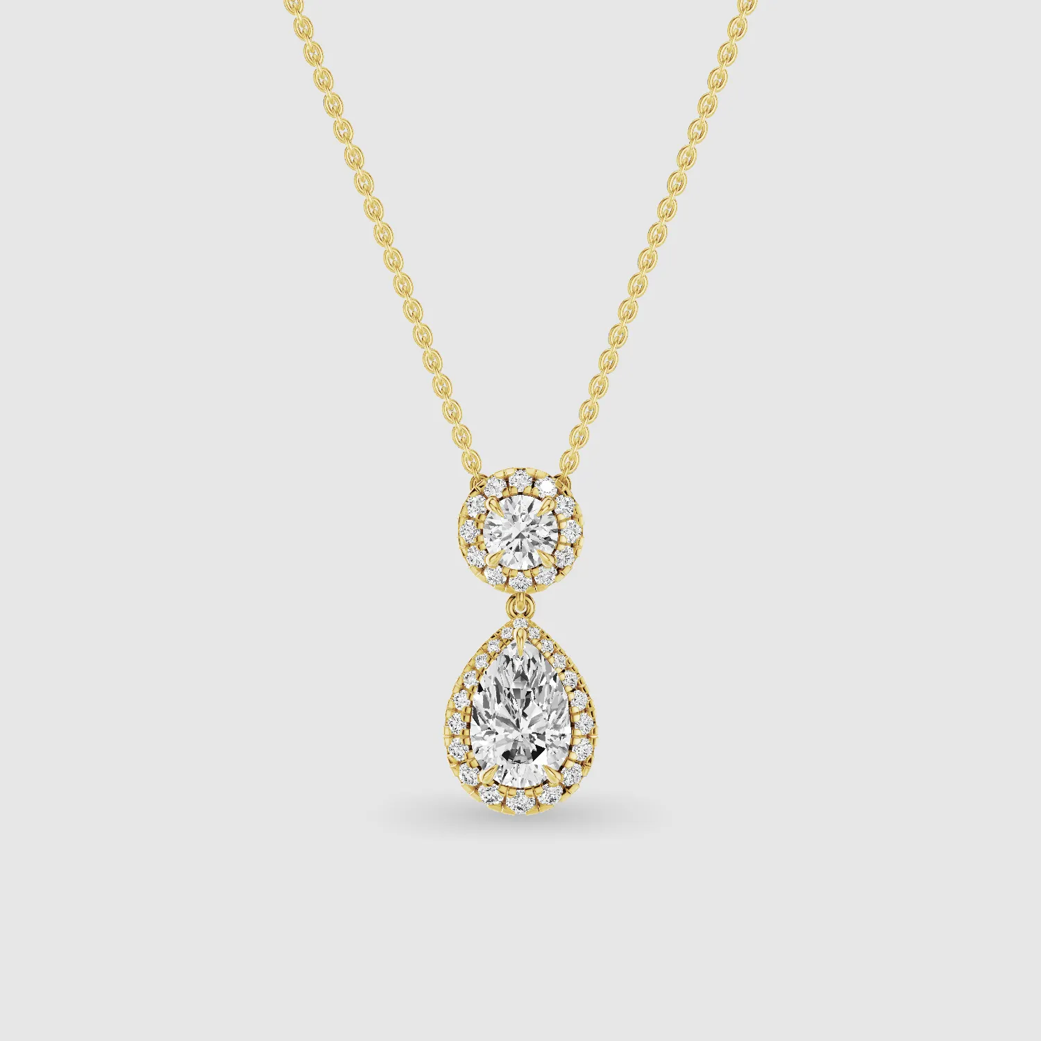 Solitaire Lab Grown Diamond Drop Pendant-Multi Stone