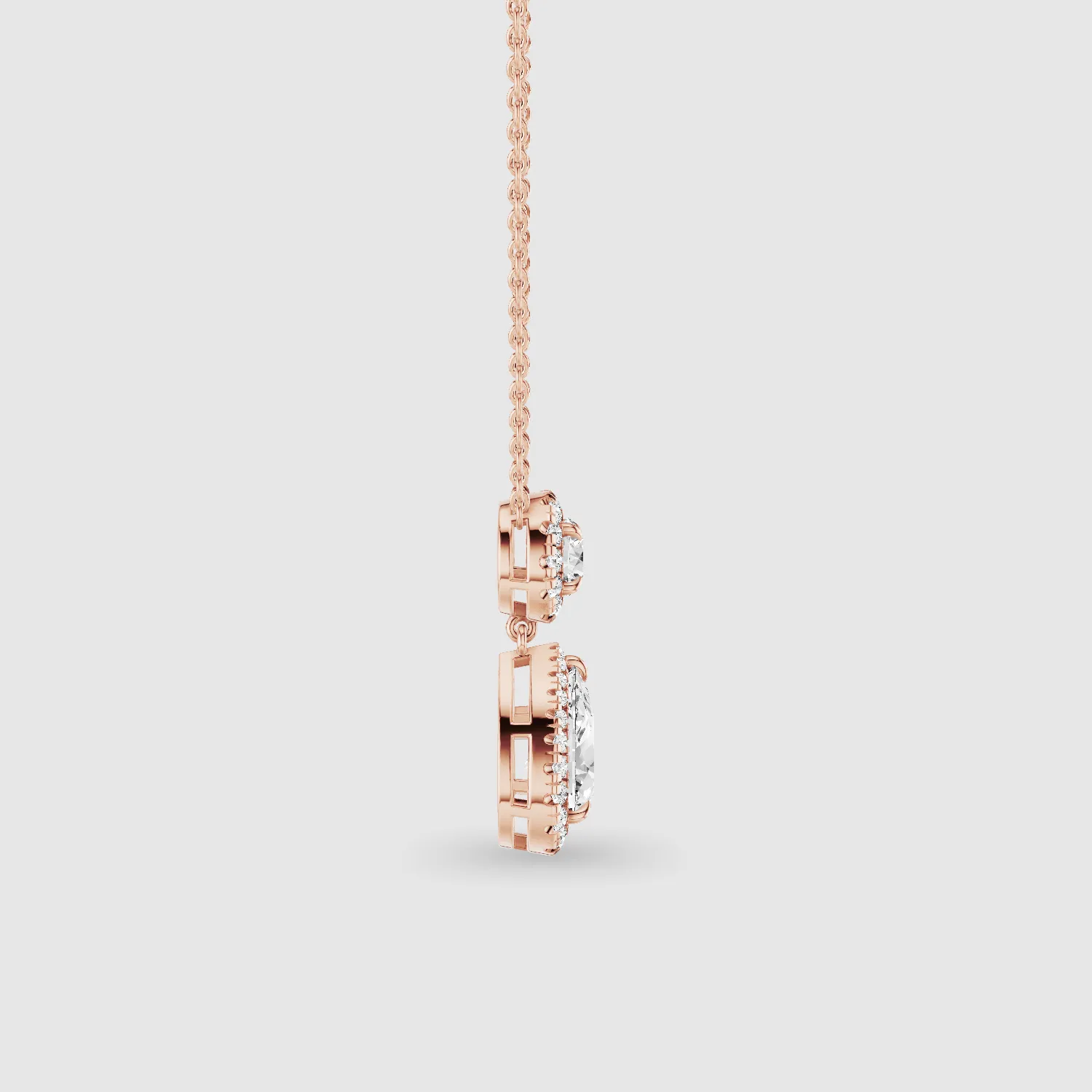 Solitaire Lab Grown Diamond Drop Pendant-Multi Stone