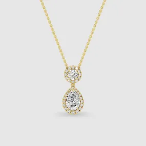 Solitaire Lab Grown Diamond Drop Pendant-Multi Stone