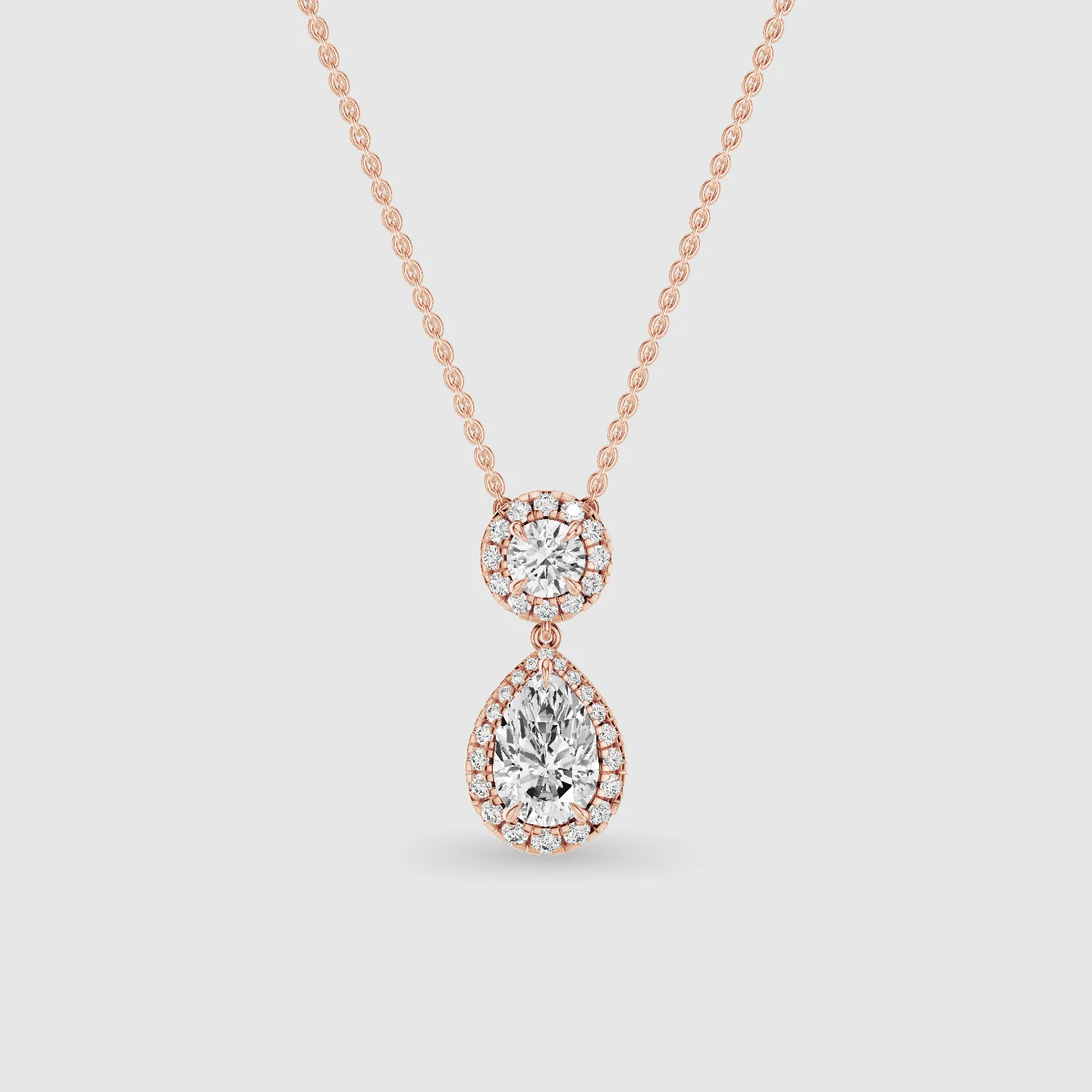Solitaire Lab Grown Diamond Drop Pendant-Multi Stone