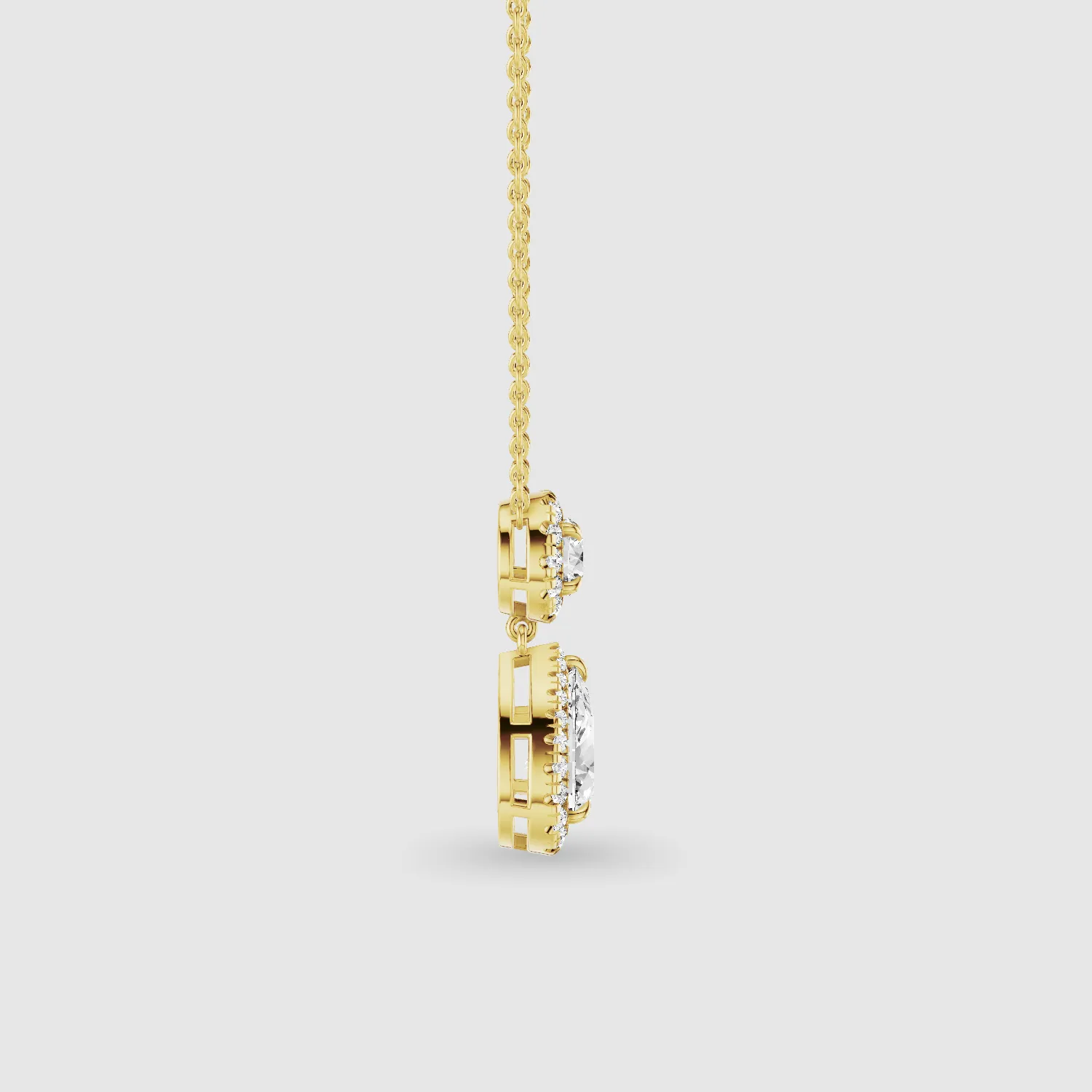 Solitaire Lab Grown Diamond Drop Pendant-Multi Stone