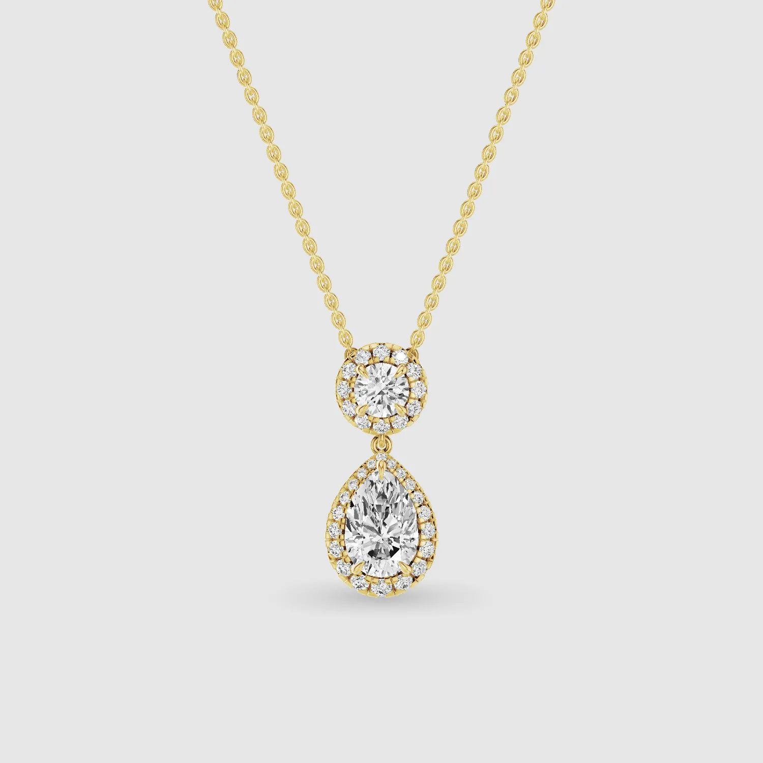 Solitaire Lab Grown Diamond Drop Pendant-Multi Stone