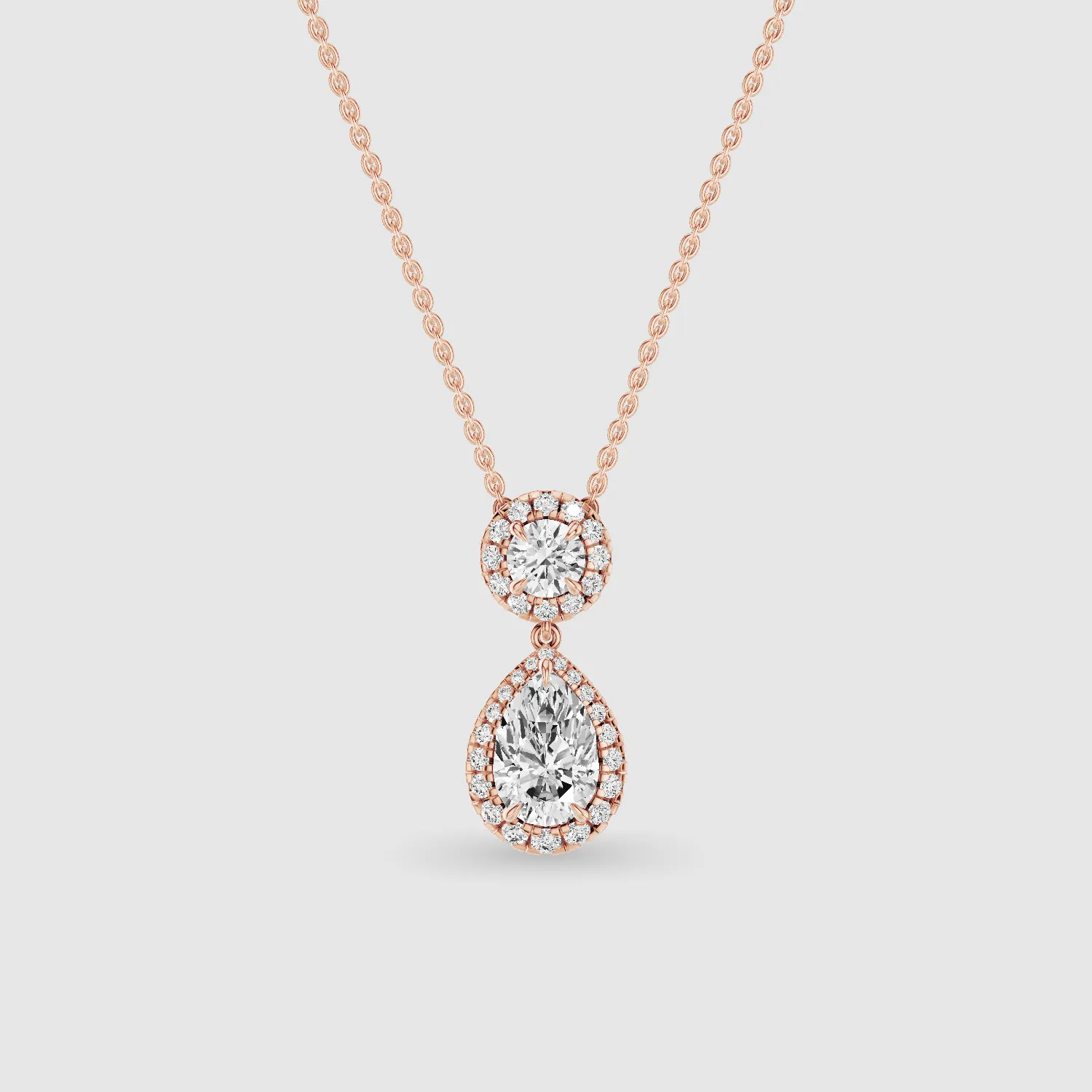 Solitaire Lab Grown Diamond Drop Pendant-Multi Stone