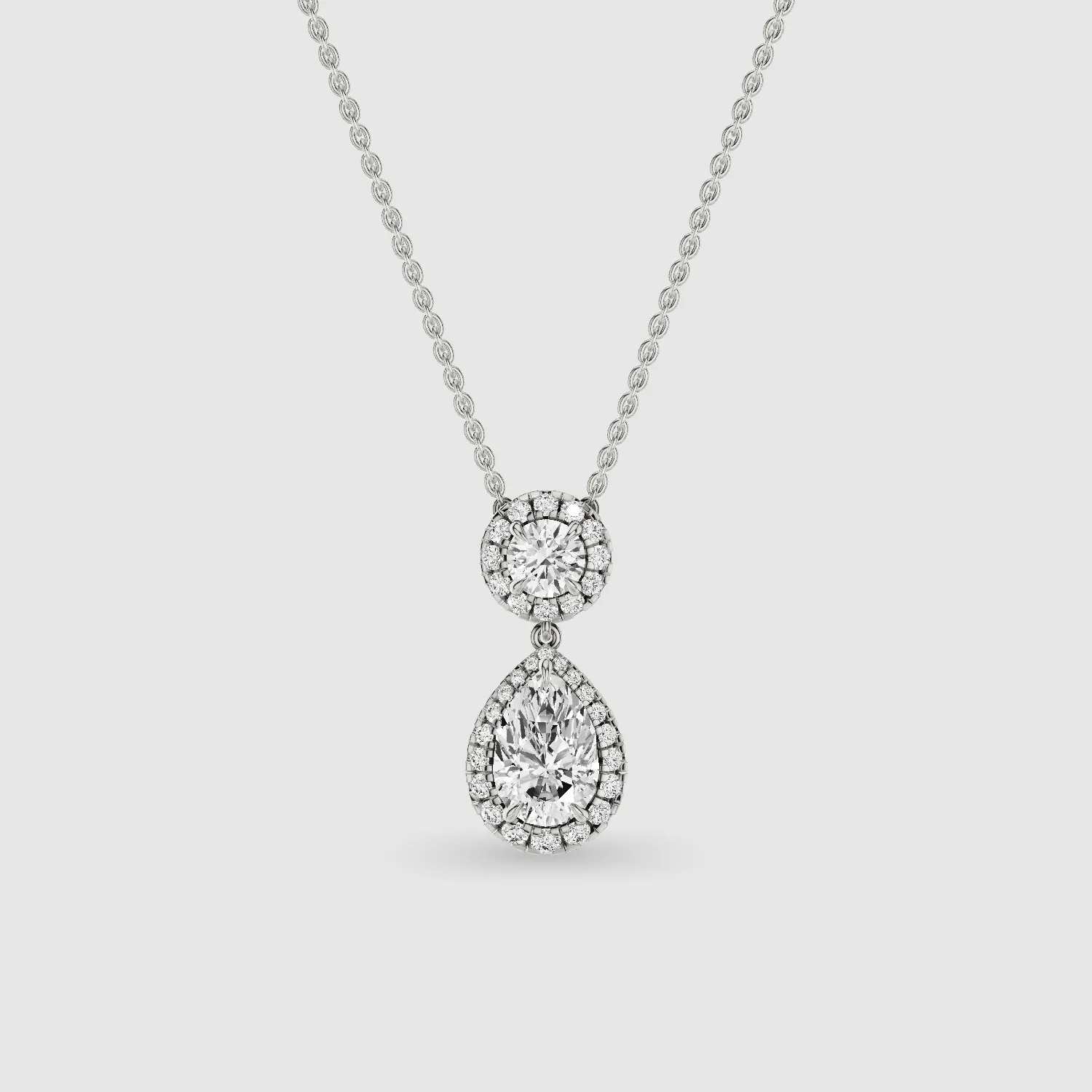 Solitaire Lab Grown Diamond Drop Pendant-Multi Stone
