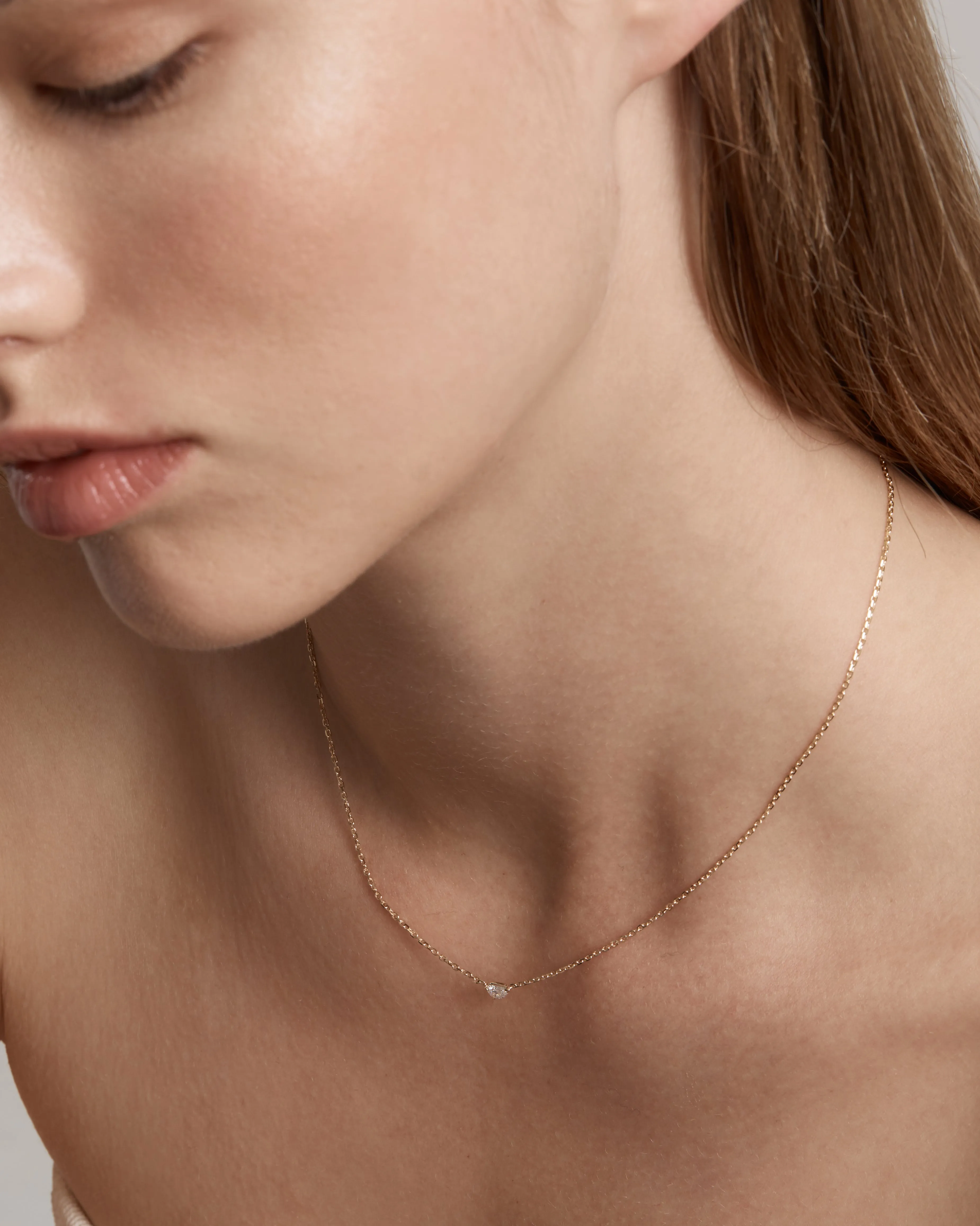 Solitaire Pear Diamond Necklace