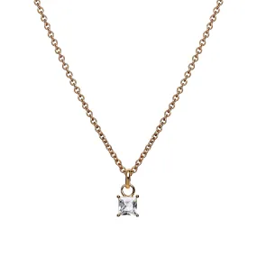 Square Necklace - White Sapphire