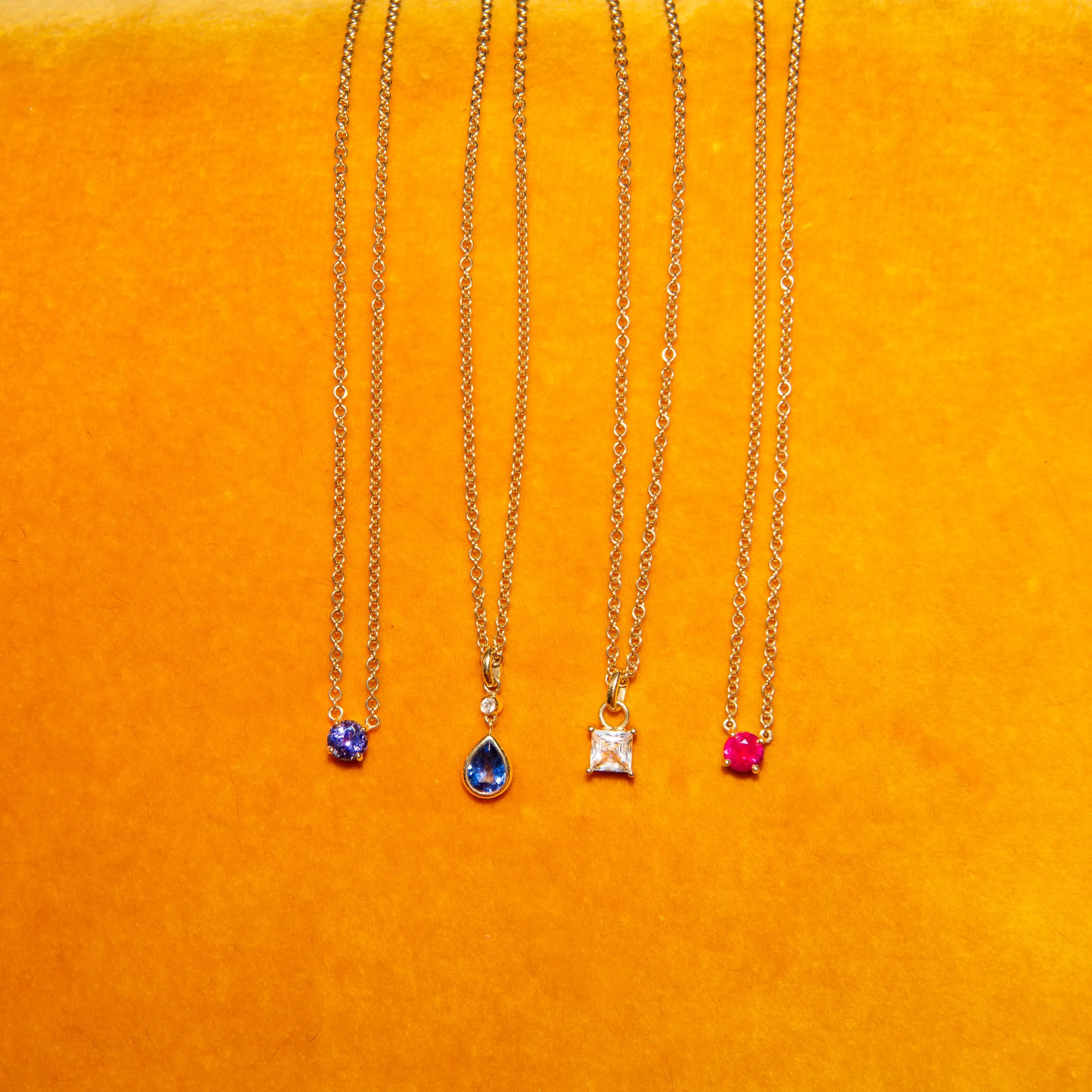 Square Necklace - White Sapphire