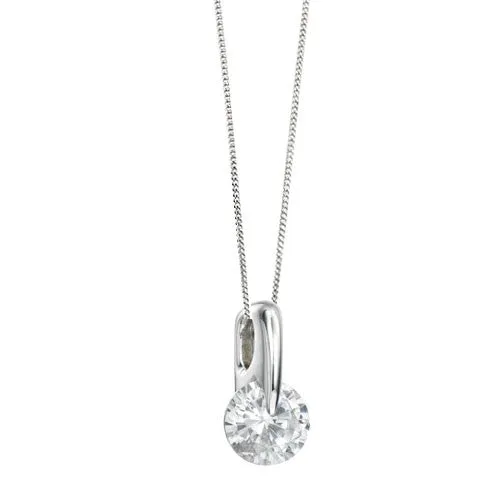 Stardust Solitaire Cubic Zirconia Silver Pendant