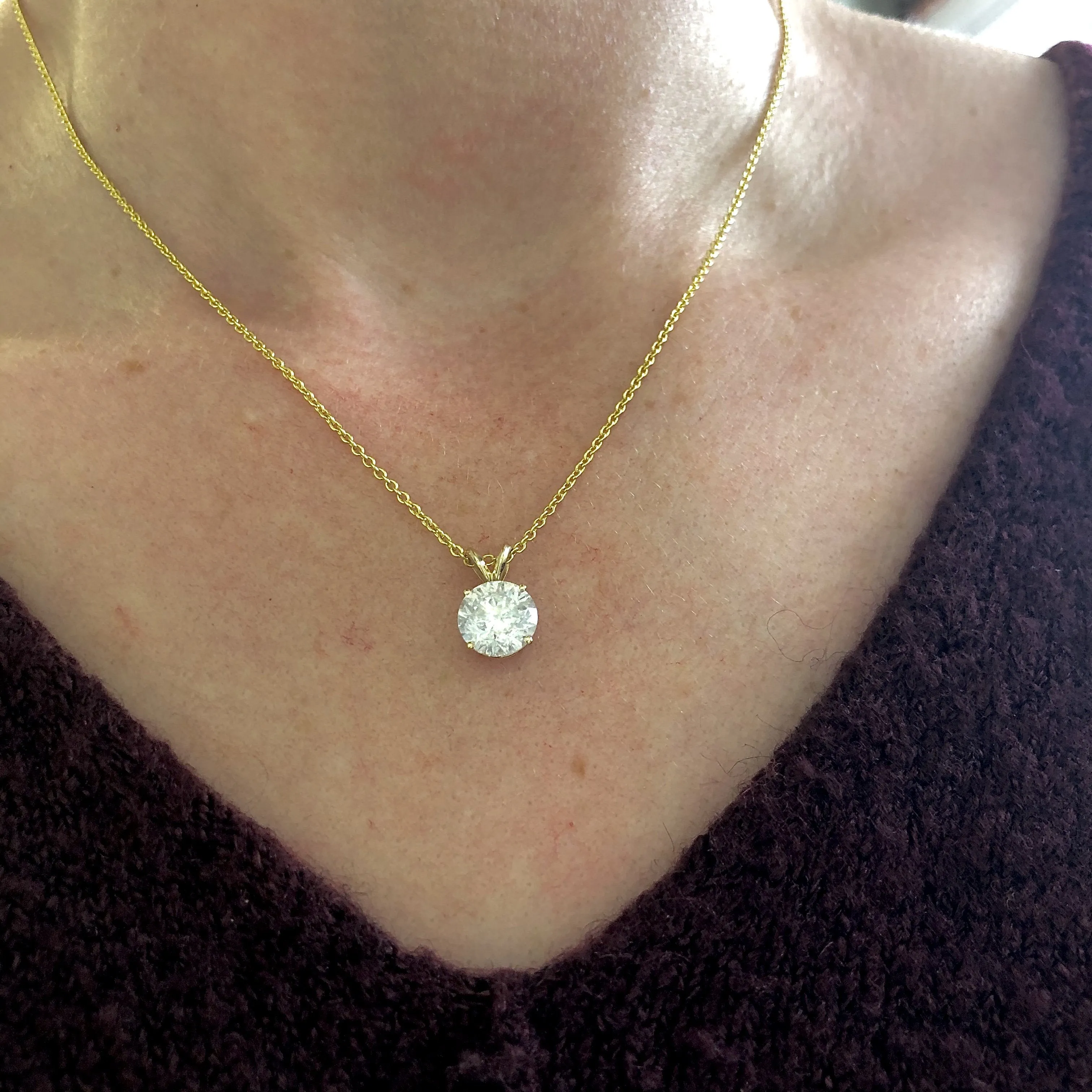 Stellar scintillation Natural Diamond Solitaire Pendant with a Yellow Necklace
