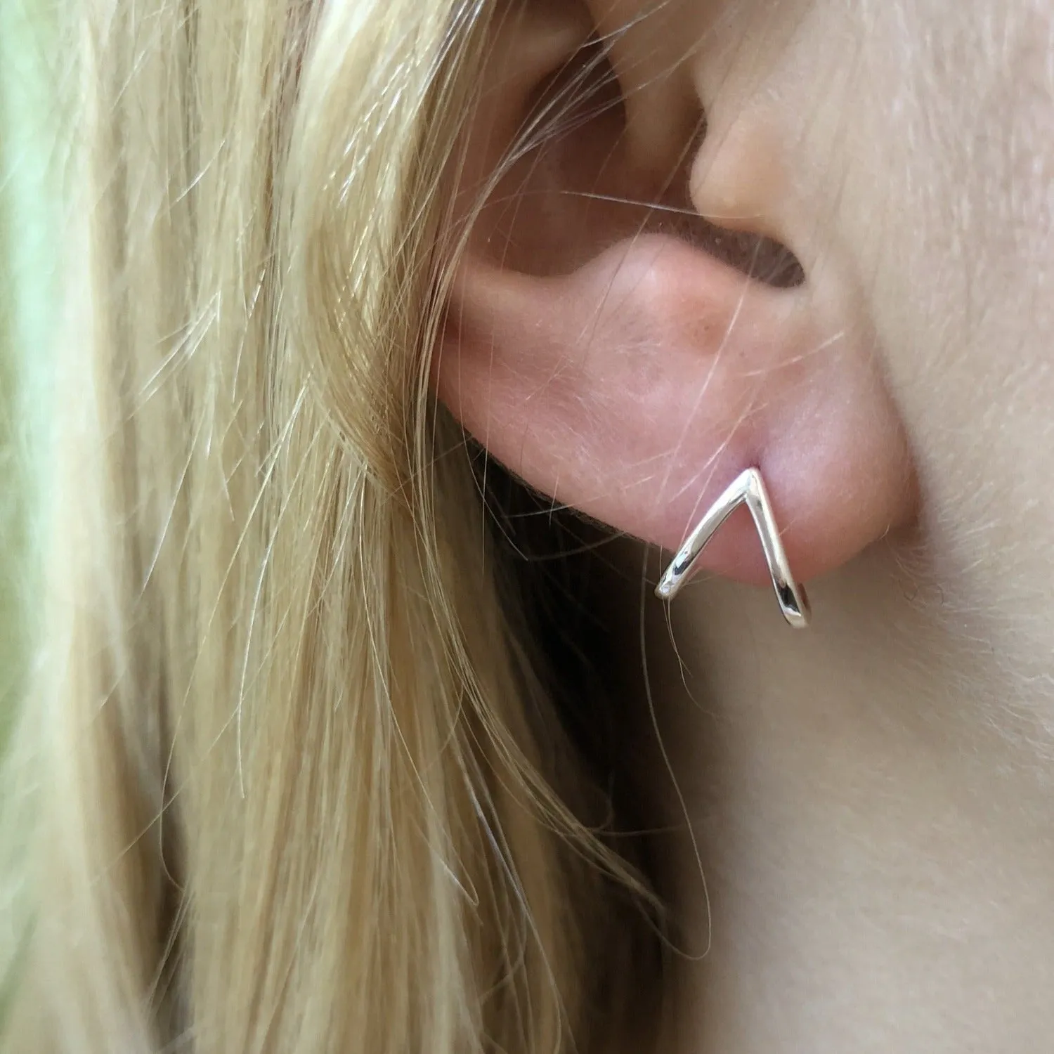Sterling Silver Huggie Heart Earrings