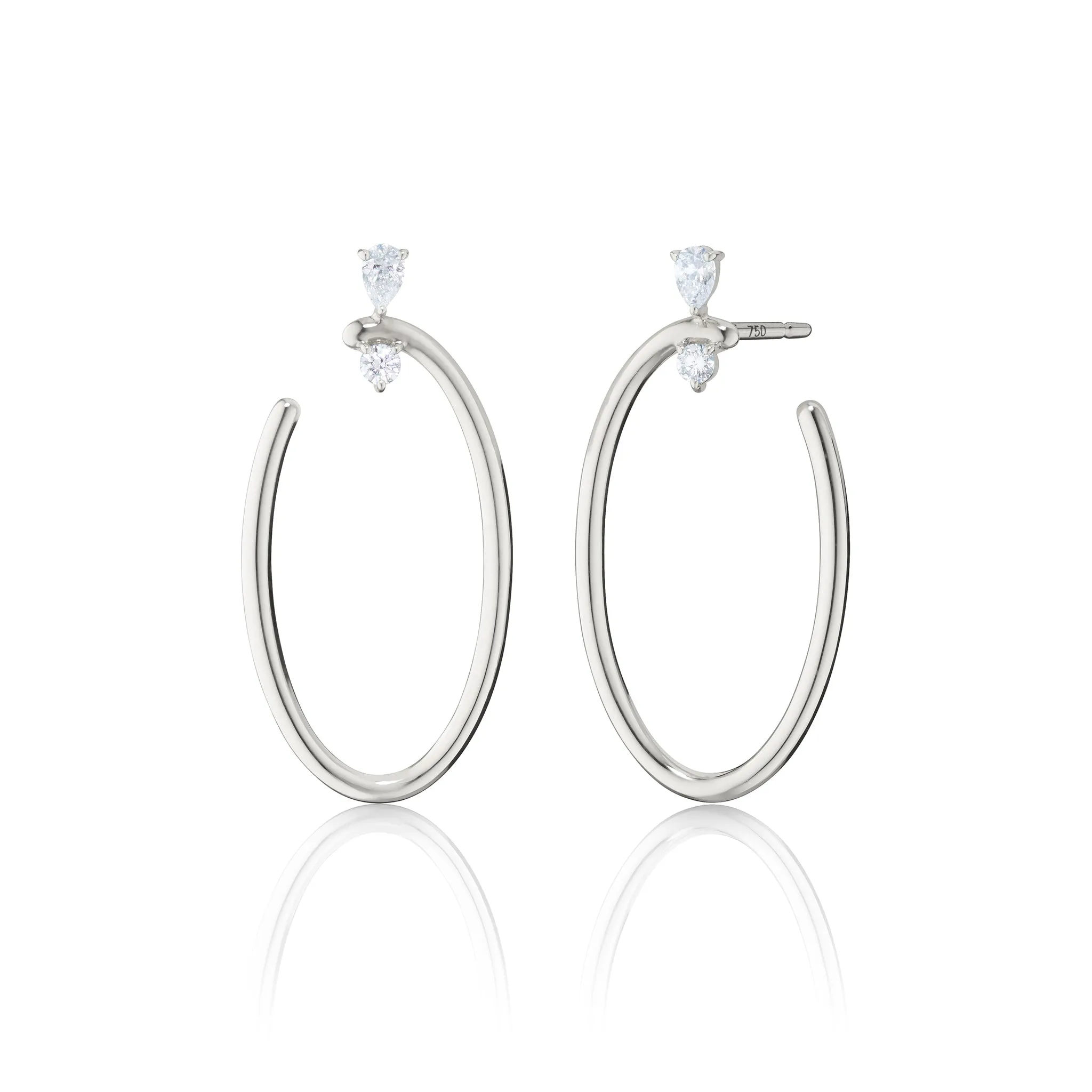 Sterling Silver Large Oval “Galaxy Wrap Hoop” Earrings with White Sapphires