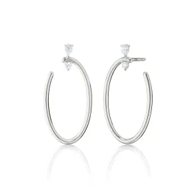 Sterling Silver Large Oval “Galaxy Wrap Hoop” Earrings with White Sapphires