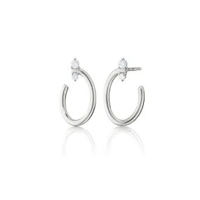 Sterling Silver Small Oval “Galaxy Wrap Hoop” Earrings with White Sapphires
