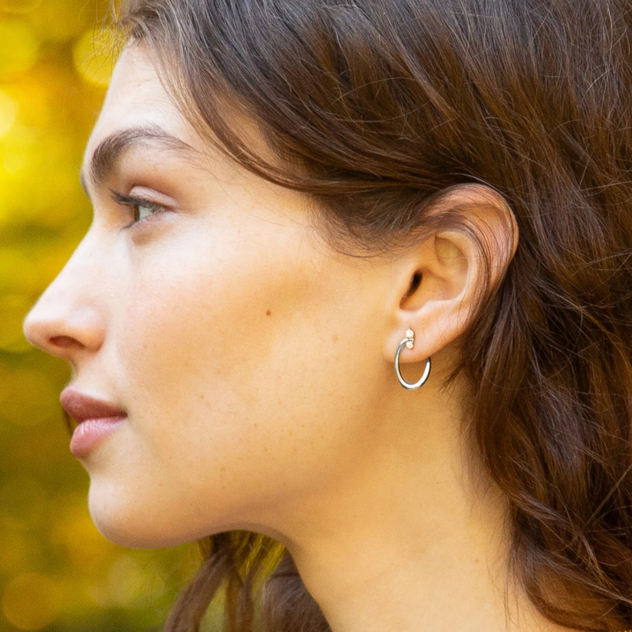 Sterling Silver Small Oval “Galaxy Wrap Hoop” Earrings with White Sapphires