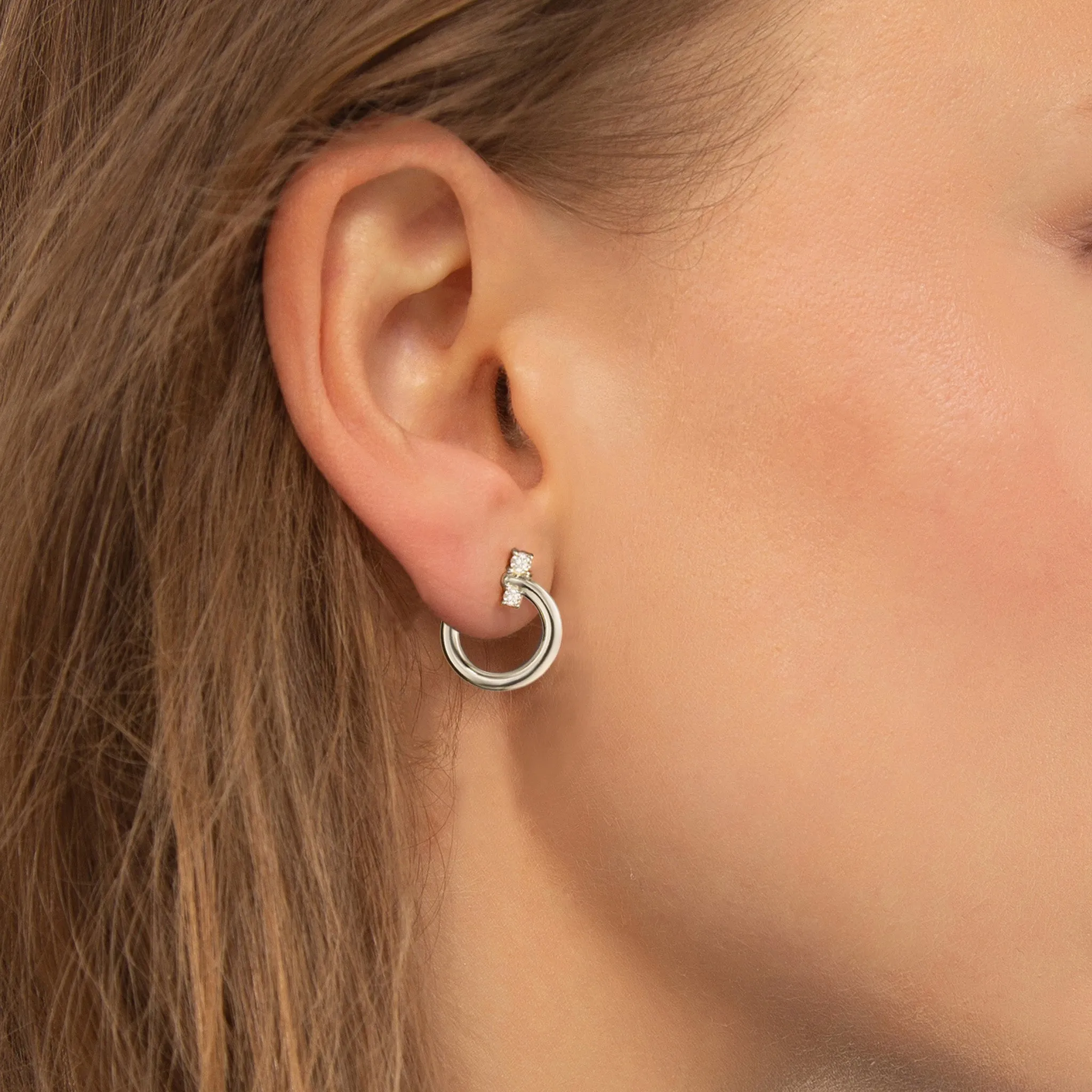 Sterling Silver Small "Galaxy Wrap Hoop" Earring with White Sapphires
