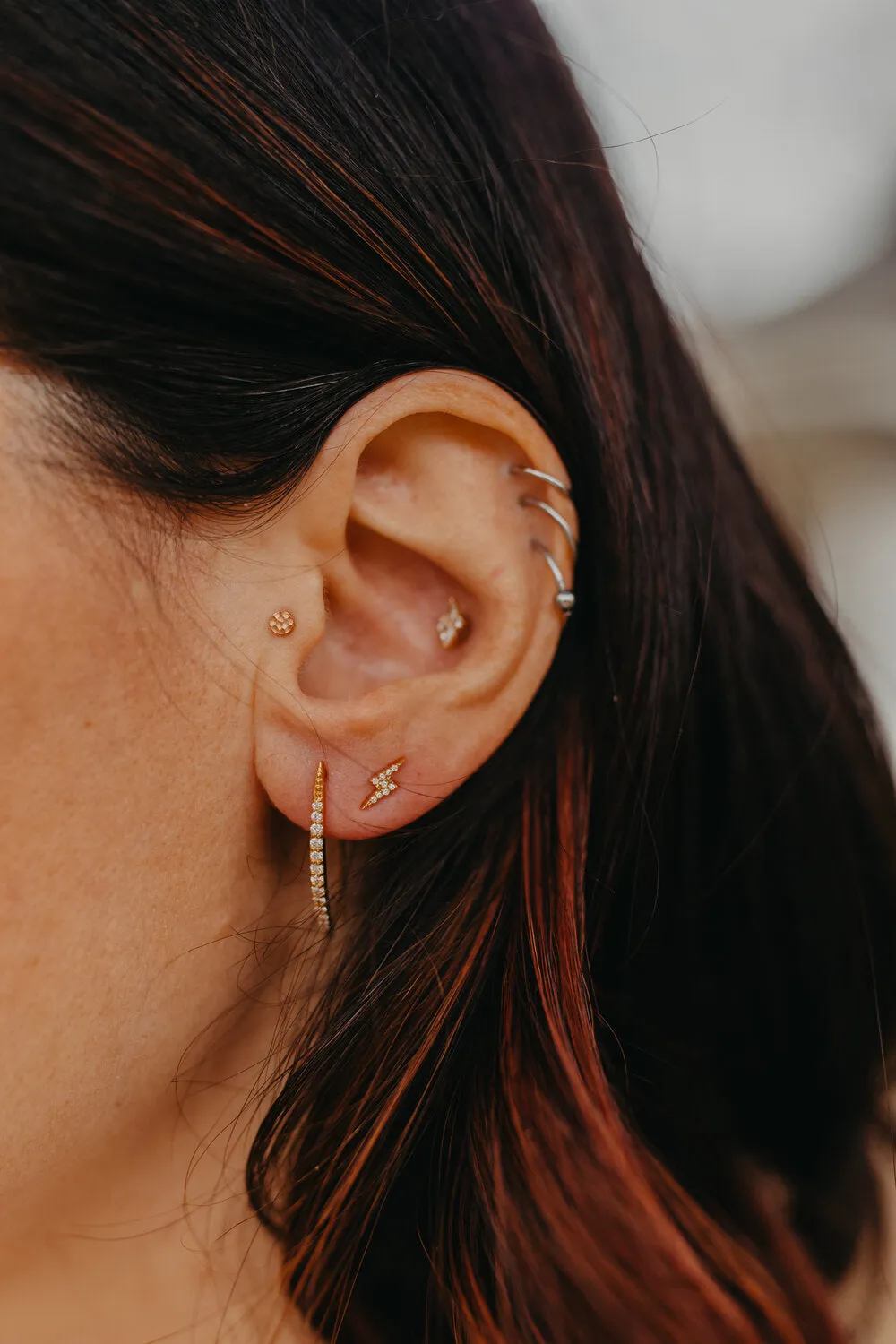 Takako Diamond Earrings, 14k Yellow Gold