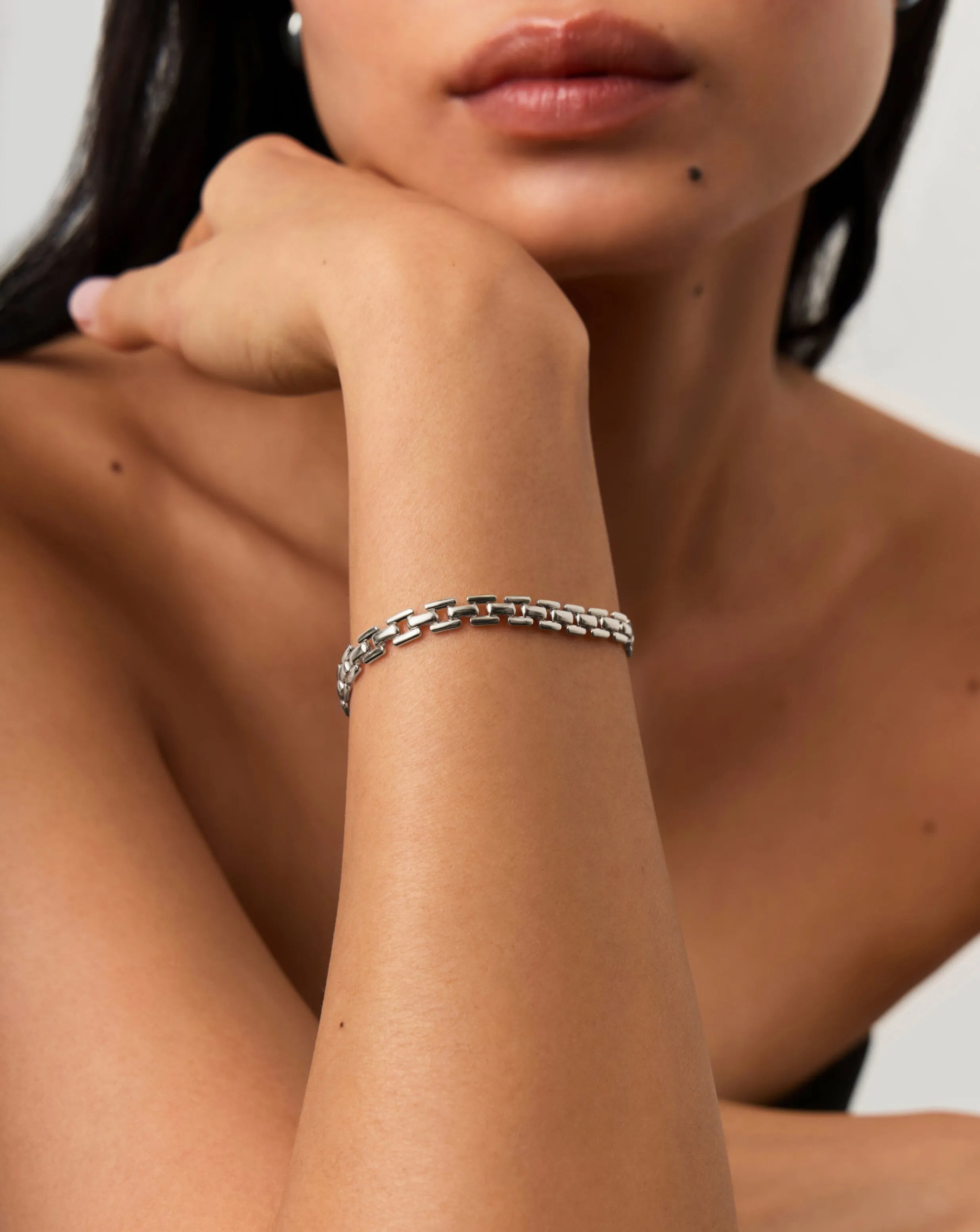 Timepiece Link Chain Bracelet | Silver Plated