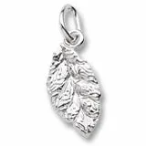 Tobacco Leaf Charm In Sterling Silver