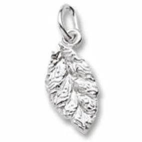 Tobacco Leaf Charm In Sterling Silver