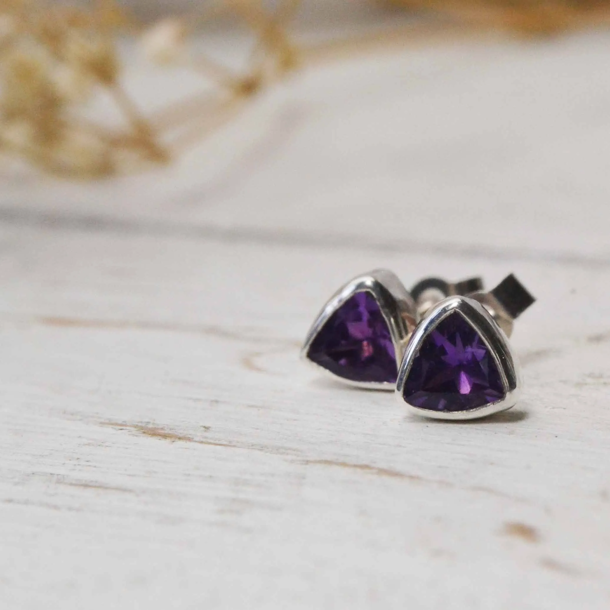 Trillion gemstone stud earrings