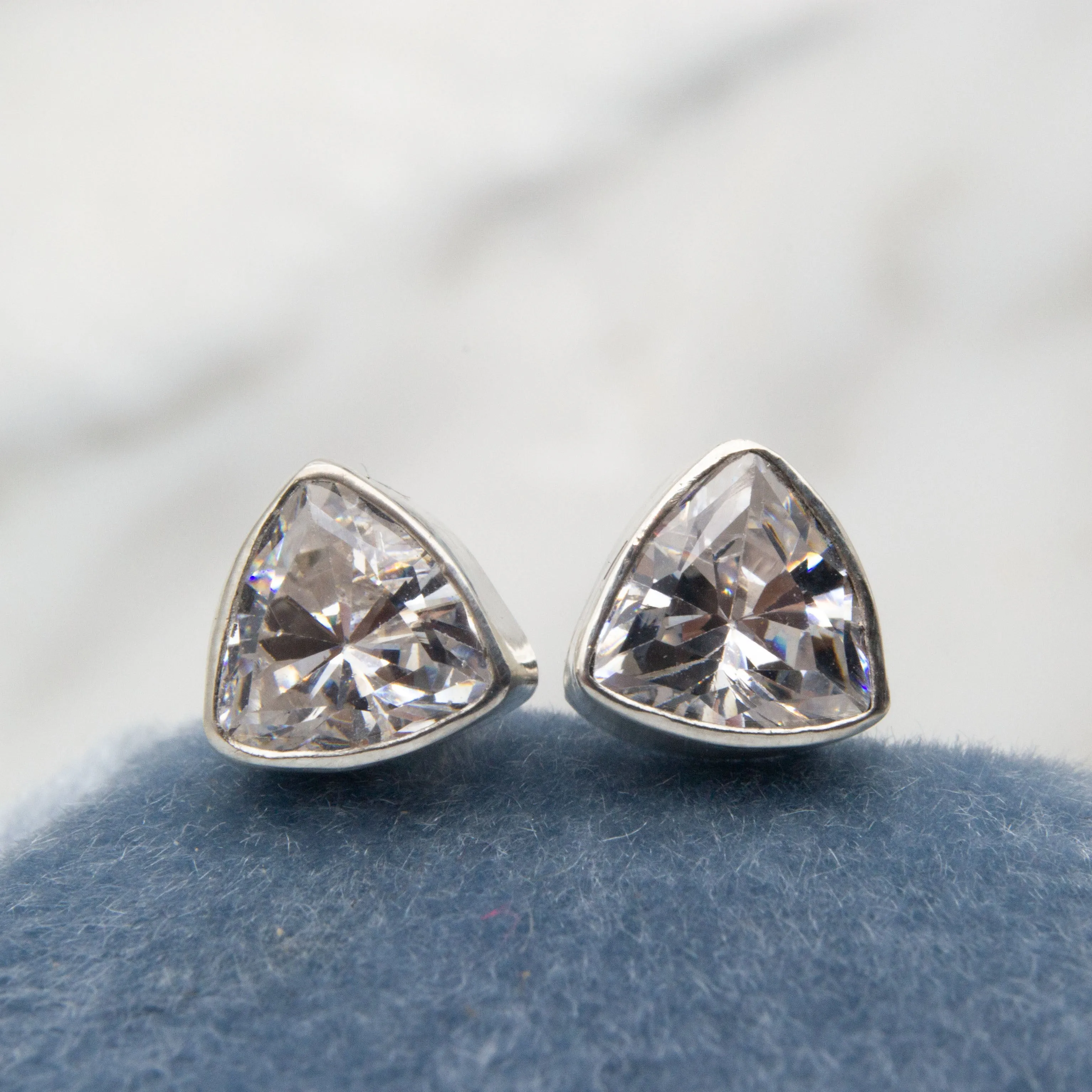 Trillion gemstone stud earrings