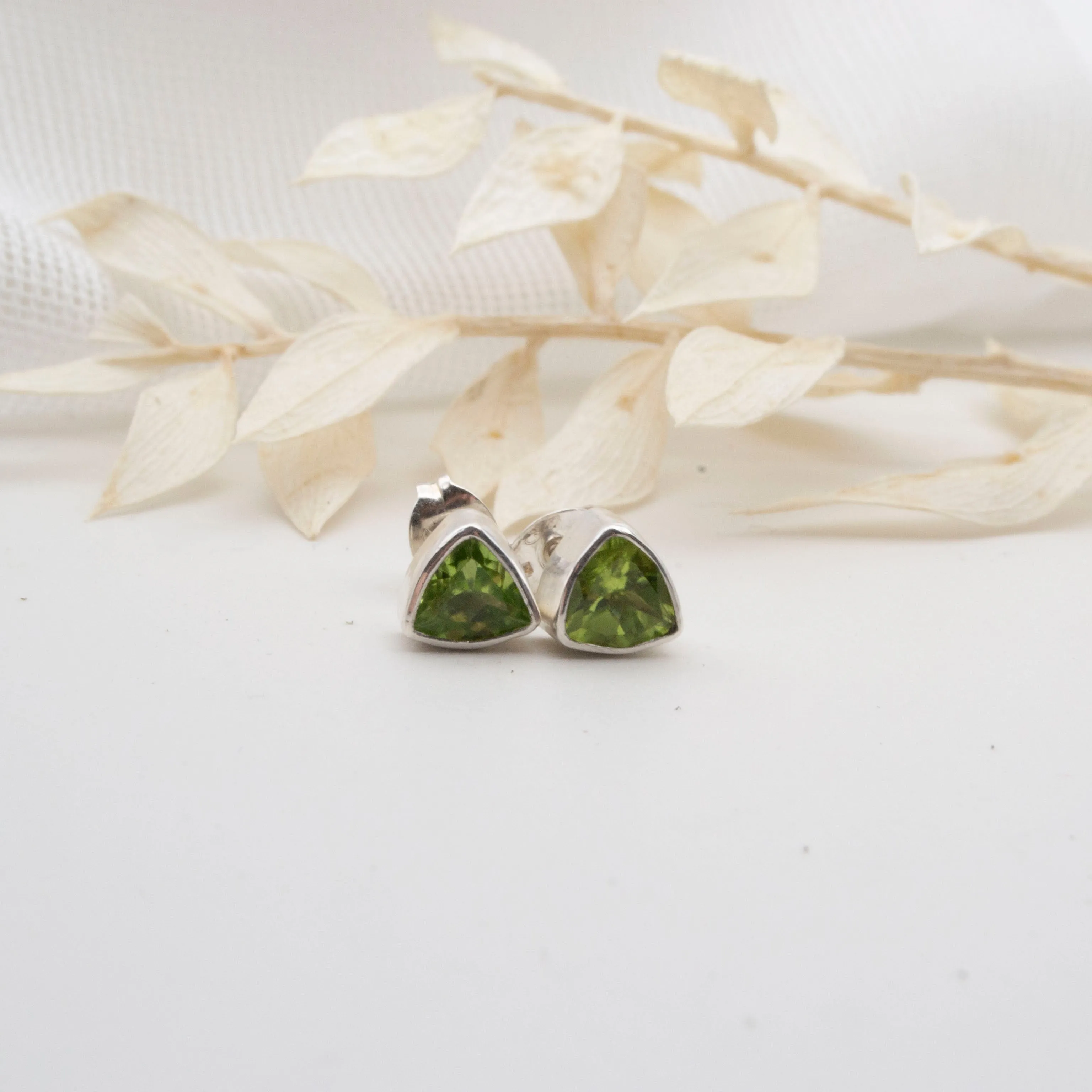 Trillion gemstone stud earrings