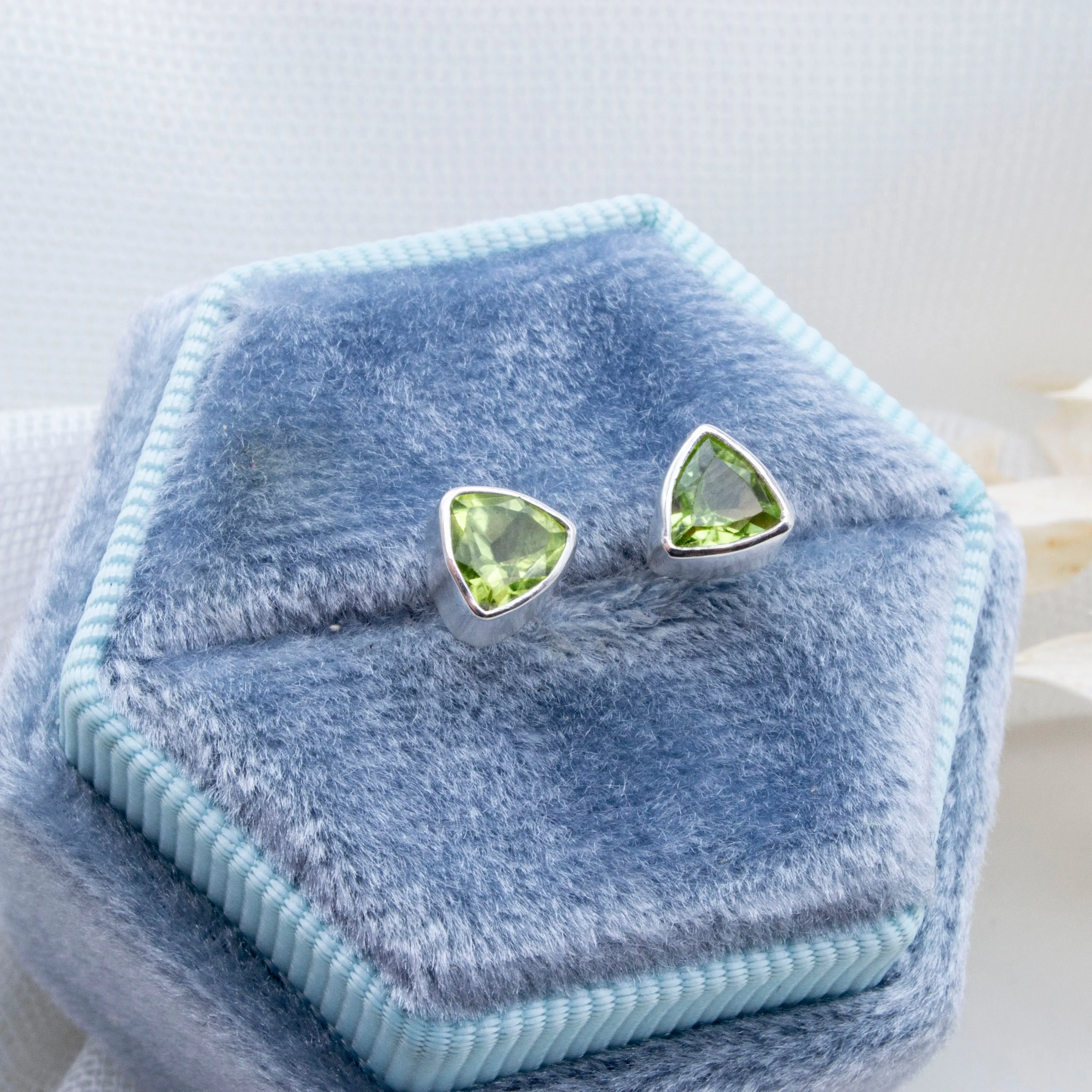 Trillion gemstone stud earrings