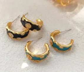 VAIGE Chic Copper Alloy Floral Hoop Earrings