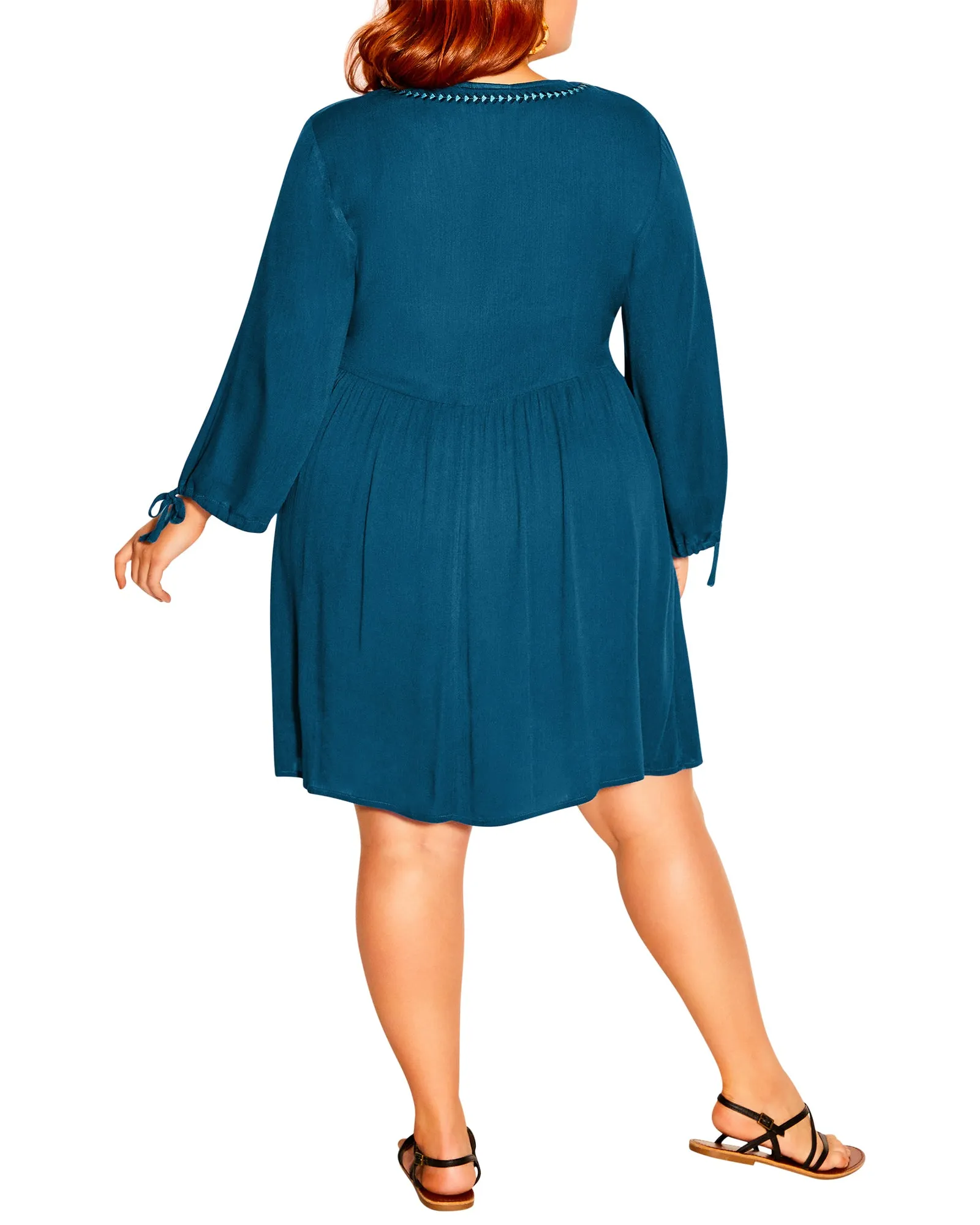 Valencia Floral Appliqué Short Dress | Teal / Orange