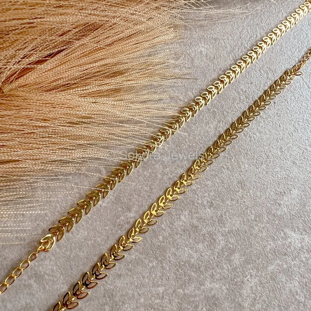 Vine Leaf Gold Anklets