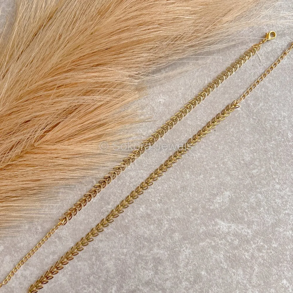 Vine Leaf Gold Anklets