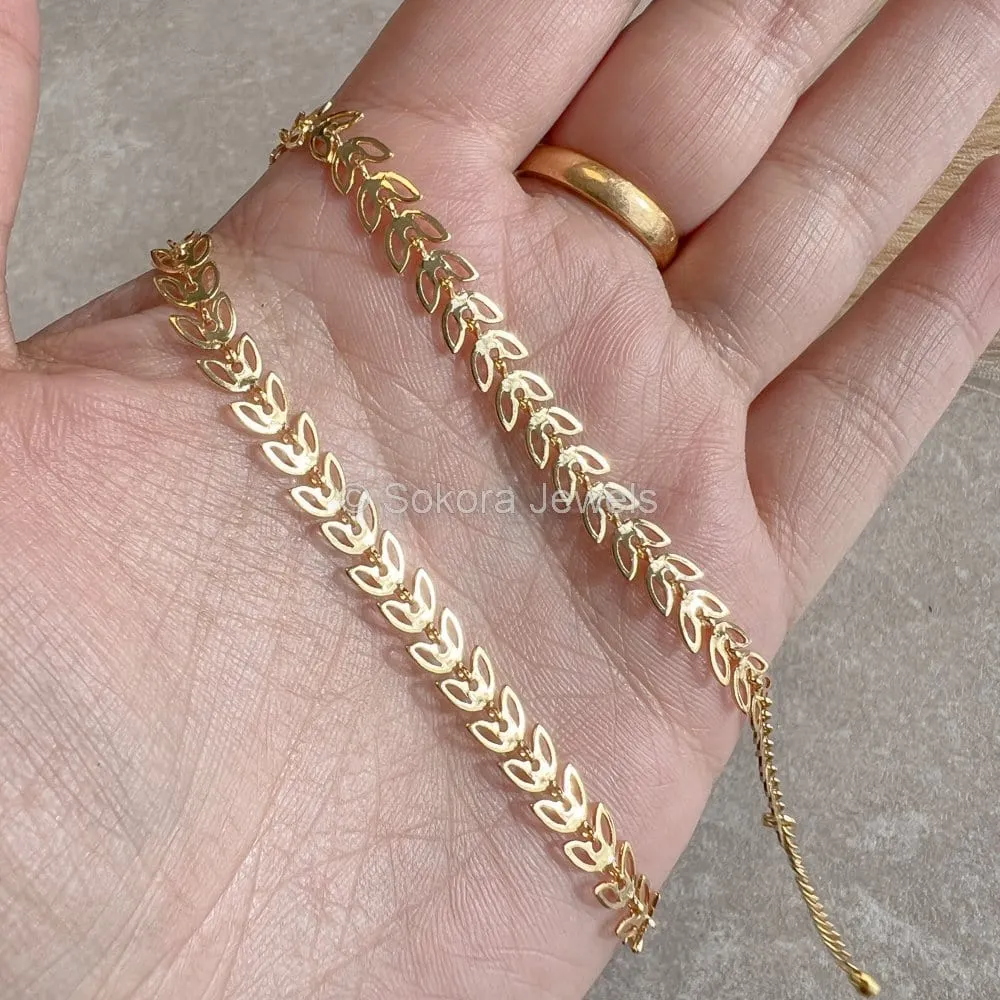 Vine Leaf Gold Anklets