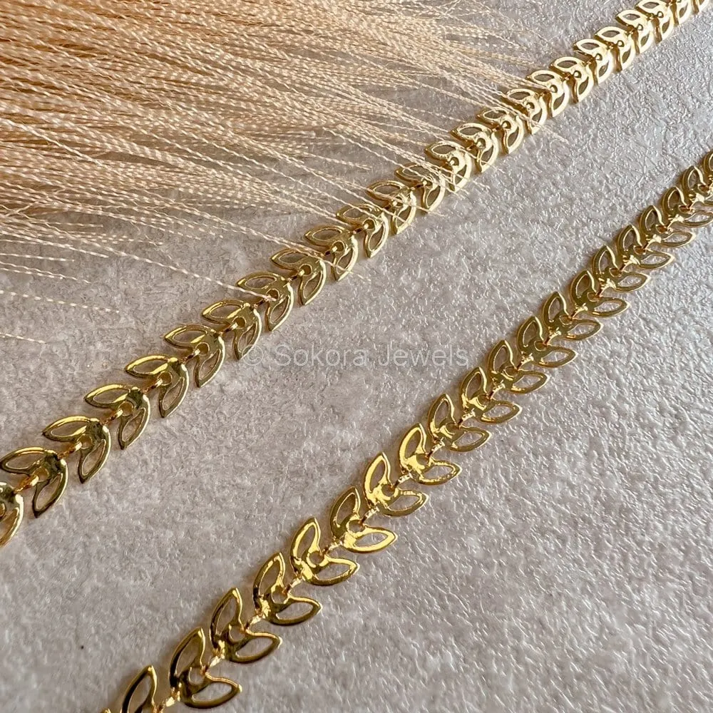 Vine Leaf Gold Anklets