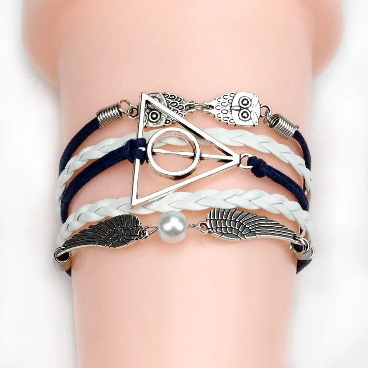 Vintage Anchor Love Bracelets & Bangles Owl Swallow Rudder Men Jewelry Leather Pulseras Women Vintage Set Charm Fashion