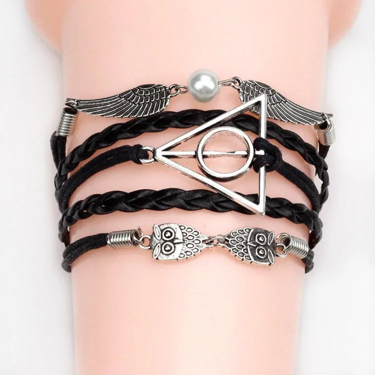 Vintage Anchor Love Bracelets & Bangles Owl Swallow Rudder Men Jewelry Leather Pulseras Women Vintage Set Charm Fashion