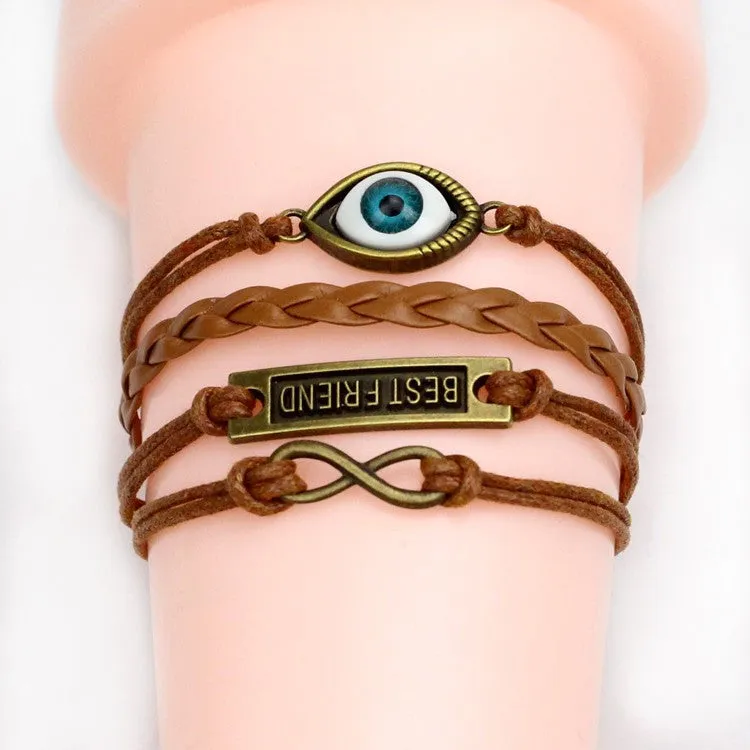 Vintage Anchor Love Bracelets & Bangles Owl Swallow Rudder Men Jewelry Leather Pulseras Women Vintage Set Charm Fashion