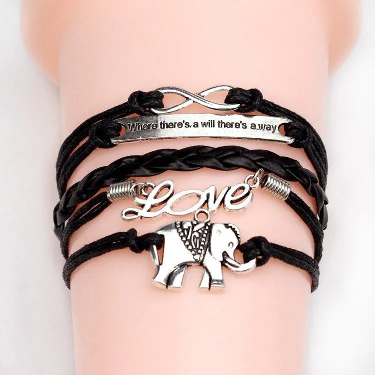 Vintage Anchor Love Bracelets & Bangles Owl Swallow Rudder Men Jewelry Leather Pulseras Women Vintage Set Charm Fashion