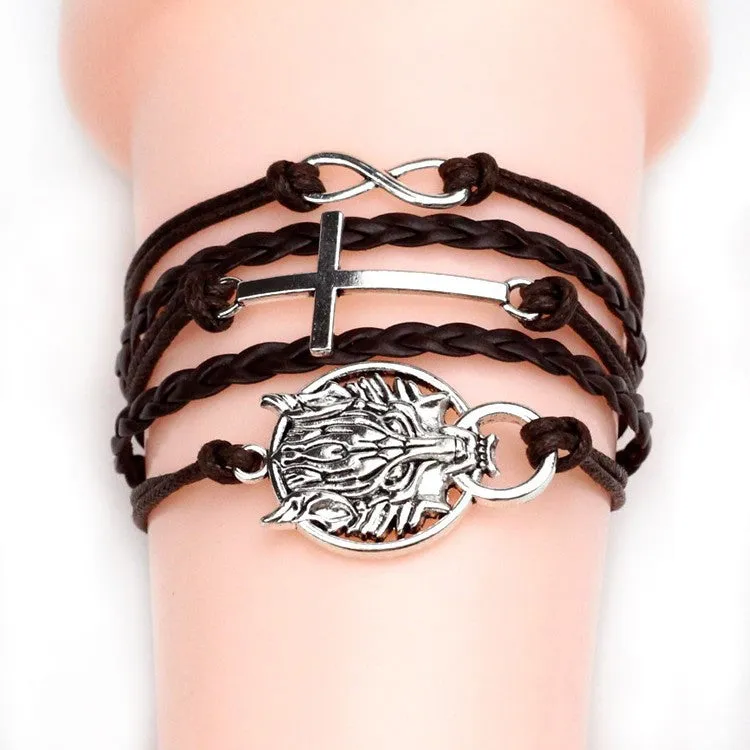 Vintage Anchor Love Bracelets & Bangles Owl Swallow Rudder Men Jewelry Leather Pulseras Women Vintage Set Charm Fashion